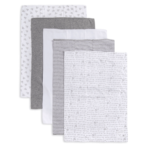 Extra Absorbent Organic Baby Burp Cloths 5 Pack - Heather Grey
