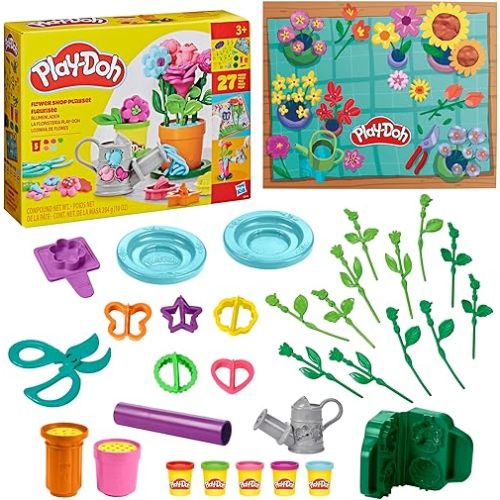 Play-Doh Flower Shop Playset, 27 Garden Toy Accessories, Kids Arts & Crafts, 3+