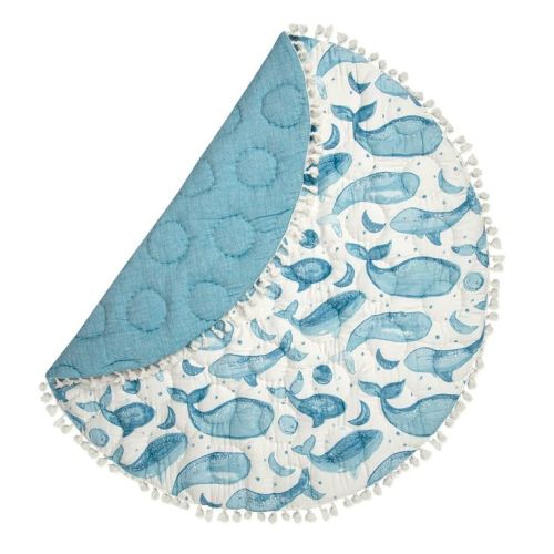 Crane Baby Cotton Quilted Activity Playmat - Caspian Whales