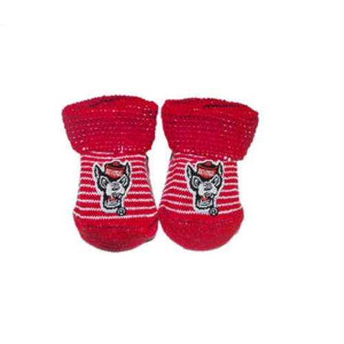 NC State Wolfpack Wolfhead Red w/ White Stripes Baby Booties – Red and White Shop