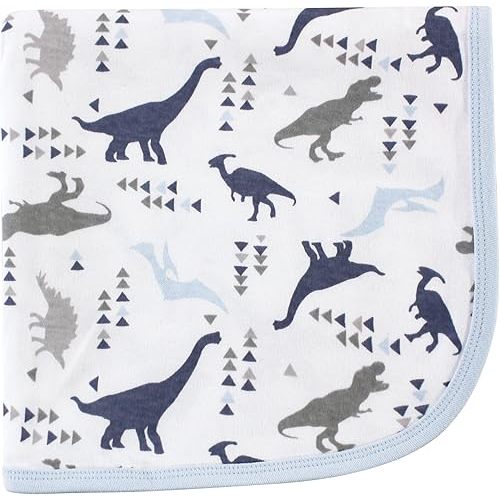 Touched by Nature Unisex Baby Organic Cotton Swaddle, Receiving and Multi-purpose Blanket, Dino, One Size
