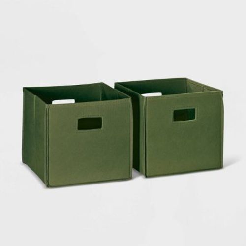 2pc Folding Kids' Storage Bin Set Taupe - Riverridge: Collapsible Cubes, 11 Inch, Portable Toy & Cubby Storage