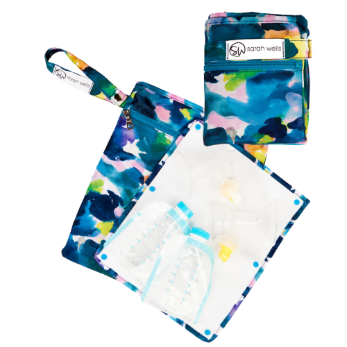 Pumparoo Wet Dry Bag with Staging Mat Aquarelle Waterproof Storage for Pump Parts and Accessories – Sarah Wells Bags