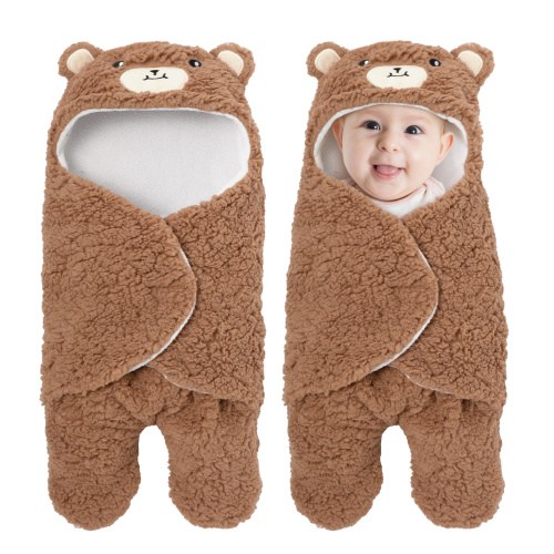 Gllquen Baby Shepra Wrap Swaddle 0-6 Months, Cute Bear Natural Swaddle Blanket Wrap, Plush Baby Sleeping Receiving Blanket, Baby Girl and Boy Registry Gift