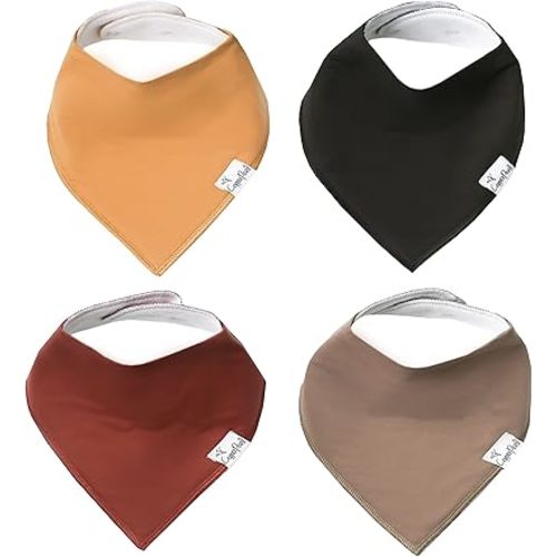 Copper Pearl Baby Bandana Bibs - 4 Pack Soft Cotton Baby Bibs for Drooling and Teething, Absorbent Drool Bibs for Baby Girl and Boy, Adjustable to Fit Newborns to Toddlers, Tons of Styles (Dune)