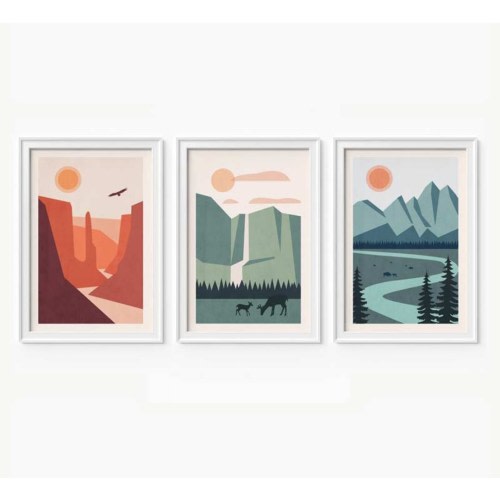 National Park Art, Set of 3 Prints, National Park Poster, National Park Print