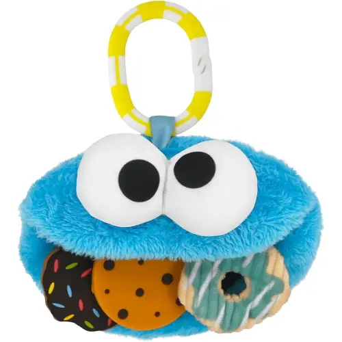 KIDS PREFERRED Sesame Street Cookie Monster On The Go Activity Toy with Silicone Teether for Newborns