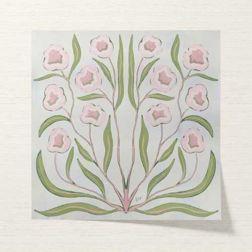 Botanical Fine Art Print | Pink & Green Flowers | Modern Southern | Rainey Studio