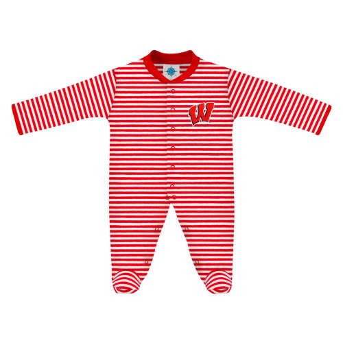 Wisconsin Badgers Striped Footed Romper | College Baby