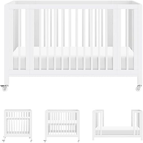 Babyletto Rolli 9-in-1 Convertible All-Stages® Bassinet to Full-Size Crib in White, Greenguard Gold Certified, Portable & Adjustable with Select Conversion kit and Pads Included