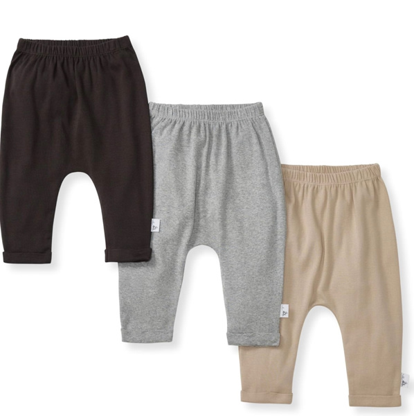 Burt's Bees Baby Unisex Knit Jogger Pants, 3-Pack Baby Sweatpants, 100% Organic Cotton Infant Bottoms