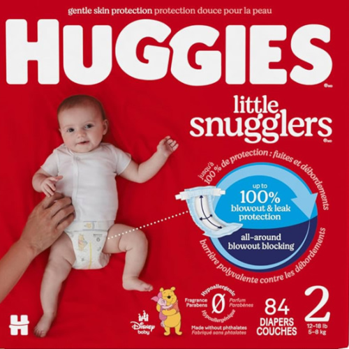Huggies Size 2 Diapers, Little Snugglers Baby Diapers, Size 2 (12-18 lbs), 84 Count, Packaging May Vary