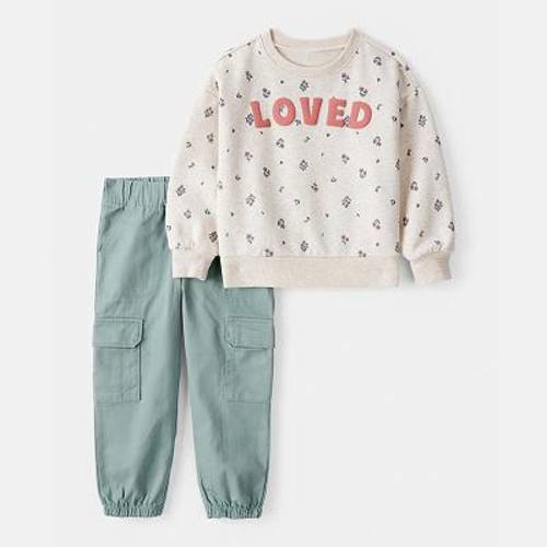 Toddler Girl Carter's 2-Piece "Loved" Pullover Sweatshirt & Pant Set