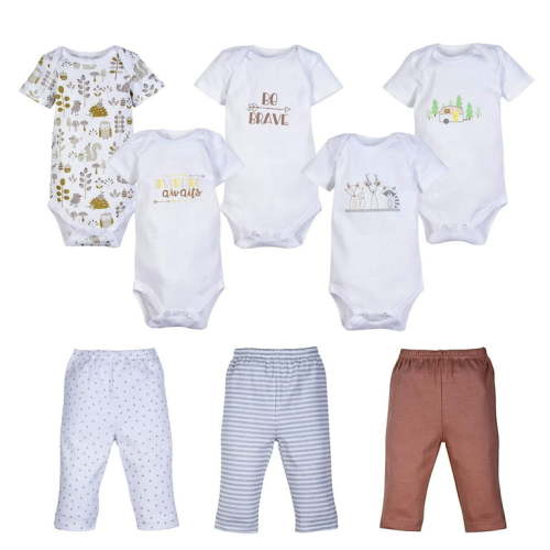 MiracleWear Cute Kids Outfits w/ Bodysuit Rompers & Pants (8 Pcs) Baby Boy Clothing Sets (Boy, 0-3 Months)