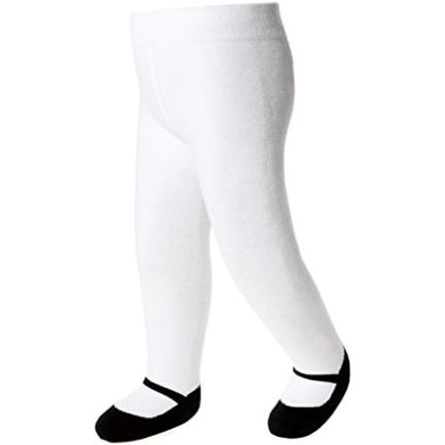 Baby Girl Tights with Sewn-in Mary Jane Shoe Design - Anti Slip - Cotton-Infant & Toddler Sizes