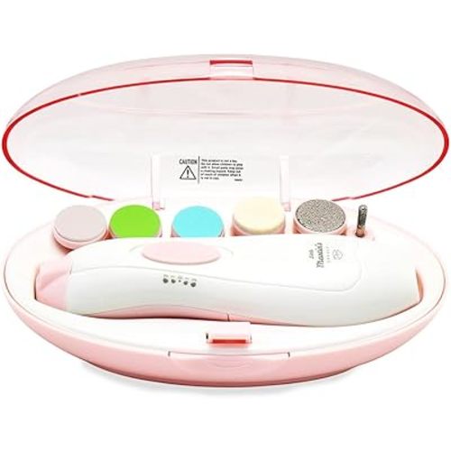 Baby Nail Trimmer File with Light - Safe Electric Nail Clippers Kit for Newborn Infant Toddler Kids Toes and Fingernails - Care, Polish and Trim - Battery Operated (AA)