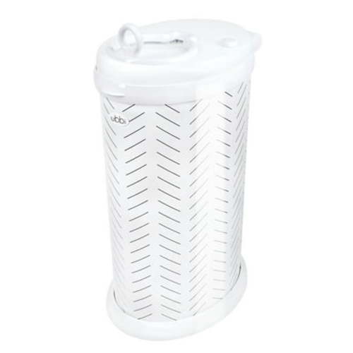 Ubbi Stainless Steel Diaper Pail, Odor Locking, No Special Bag Required, Award-Winning, Registry Must-Have, Herringbone