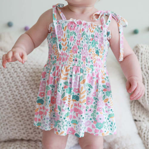 Smocked Twirl Bodysuit | Willow's Whimsy Floral