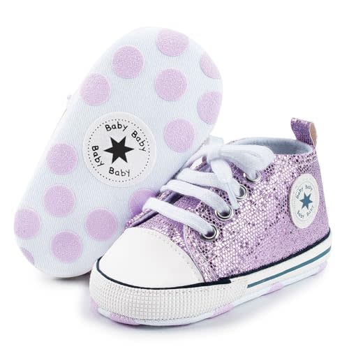 KKIIDDSS Unisex Baby Girls Boys Canvas High-top Shoes, Newborn Infant Anti-Slip Soft Sole Frist Walking Breathable Sneakers
