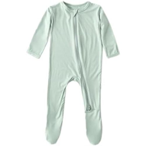 Soft Baby Bamboo Viscose Footie Pajamas, Zipper Closure, 0-24 Months