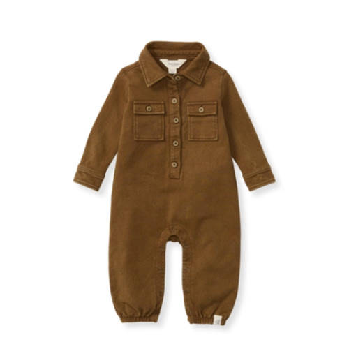 Button Down Organic Cotton Jumpsuit - Hunter