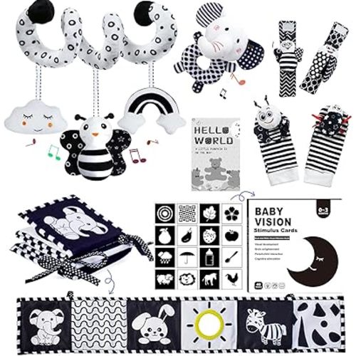 Black and White Sensory Toys for Babies,Montessori Toys for Babies,High Contrast Baby Toys for Toddlers Kids Early Learning Newborn Brain Development Toys Baby Gifts