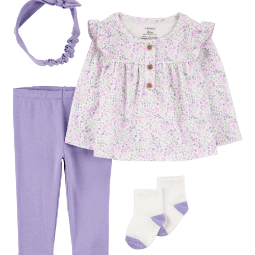 Purple Baby Girl 4-Piece Floral Outfit Set | Carter’s Oshkosh Canada