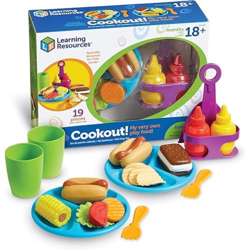 Learning Resources New Sprouts Cookout! ,19 Pieces, Ages 18+ Months, Barbecue Set, Pretend Play Food for Toddlers