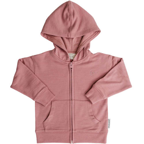 Kids Merino Wool Hoodie, Mauve Pink 1-2 yr