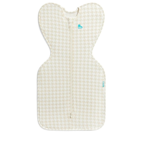 Love to Dream Swaddle UP, Sleep Sack 0-3 Months, Self-Soothing, Improves Sleep, Snug Fit Helps Calm Startle Reflex, Baby Essentials Must Haves Newborn, 1.0 TOG, 8-13 lbs, Tan Houndstooth