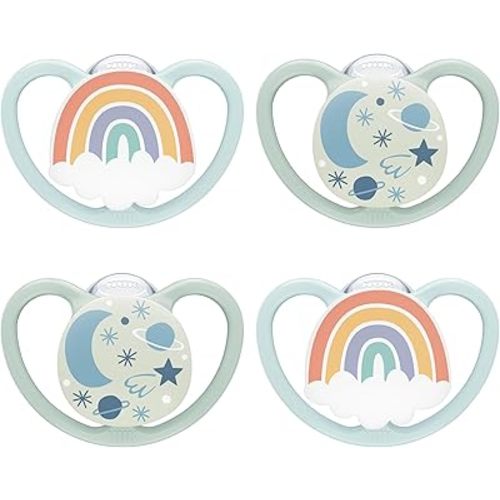 NUK Glow-in-the-Dark Orthodontic Pacifiers, 0-6 months, Night & Day, 2 Pack