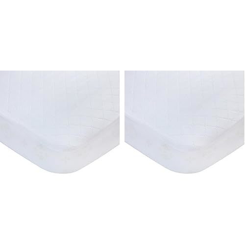 Carters Waterproof Fitted Crib Mattress Pad and Toddler Crib Mattress Protector - Baby Crib Mattress Cover - Protective Sheet for Boys and Girls Bedding Sets White (Pack of 2)