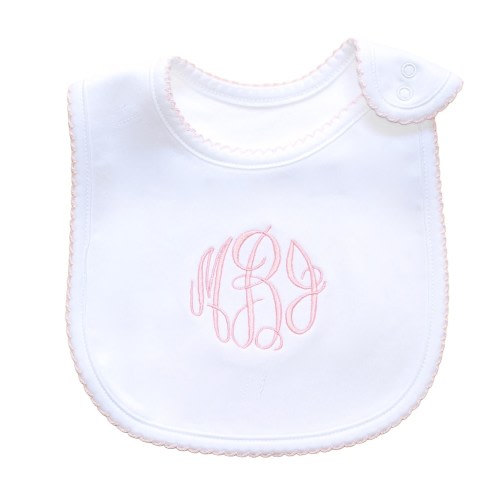 Fancy Pima Cotton Bibs-6 Color Options-Monogrammed bibs- New Baby-Baby Shower Gift-baptism gift- Coming Home Bib-