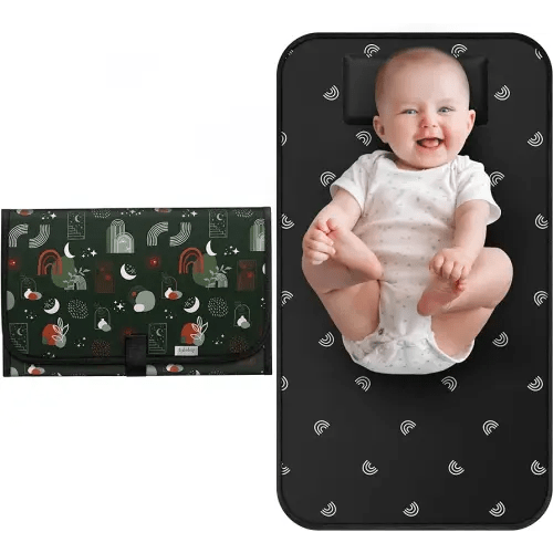Babebay Waterproof Portable Diaper Changing Pad, Foldable Travel Changing Mat for Baby Girl Boy, Lightweight Travel Changing Station, Boho Geometric Pattern