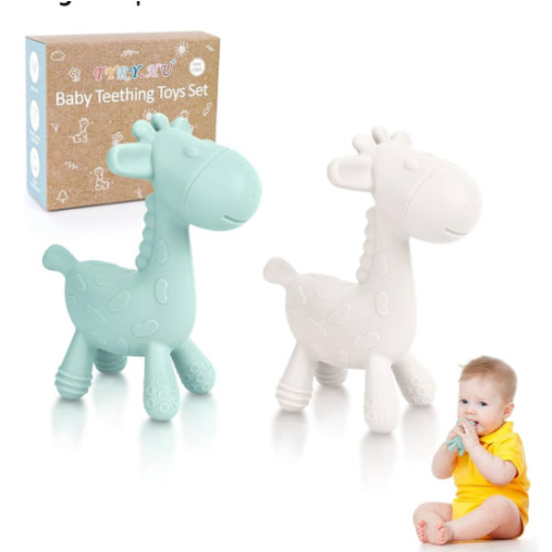 TYRY.HU Baby Teething Toys for Babies 0-6 6-12 Months,BPA Free Silicone Giraffe Teethers for Babies 3-6 Months, Soft-Textured Chew Toys Sensory Toys Massaging Teething Relief for Boys Girls,2 Pack