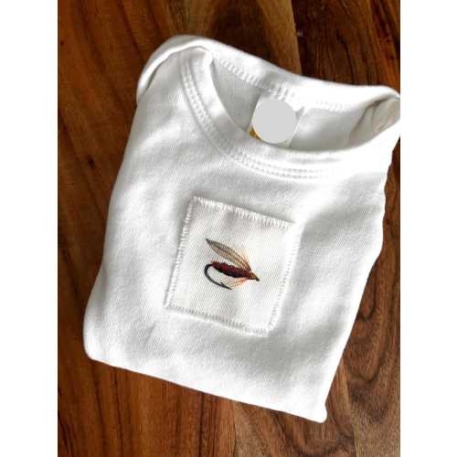 NEW! For Baby Fly Fishing Baby, One Piece Bodysuit Cotton Infant Baby Short Sleeve, Sizes: 3-6 Month OR 6-12 Month. Gift for New Baby