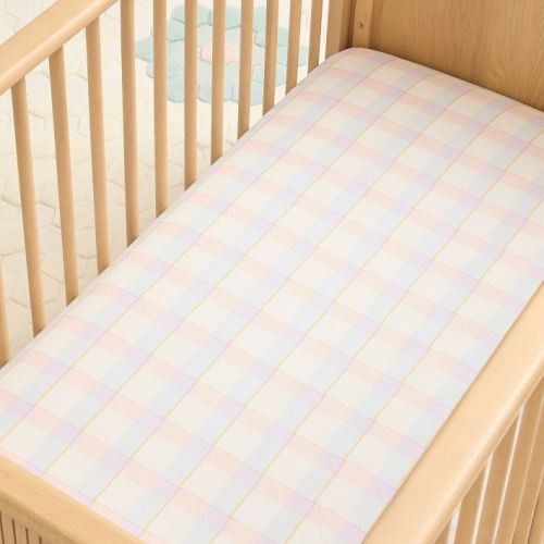 Watercolor Gingham Crib Fitted Sheet