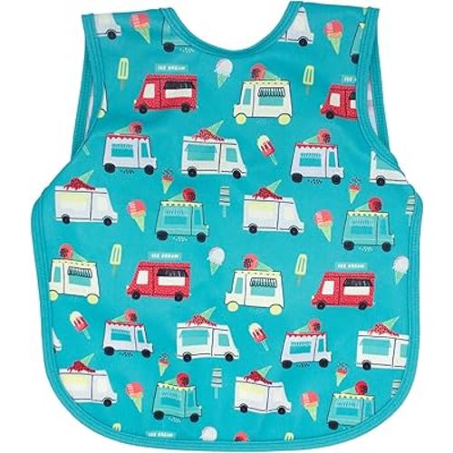 BapronBaby Ice Cream Truck Bapron - No Neck Tie Safer Bib for Baby & Toddler - Soft Waterproof Stain Resistant - Machine Washable - Sz Baby/Toddler 6m-3T