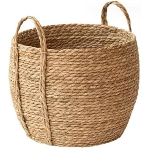 Seagrass Woven Planter Basket - Natural, Foldable with Handles for Laundry, Storage, Flowers, Toys, Picnic and Grocery