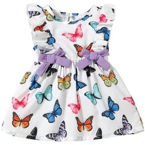 Mioglrie Baby Girl Dress Summer Girl Clothes Infant Outfits Ruffle Sleeveless Sundress Playwear Cute Dresses for Girls