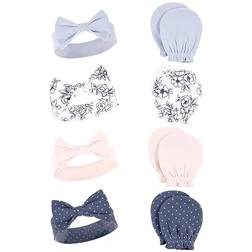 Hudson Baby Baby Girls' Cotton Headband and Scratch Mitten Set