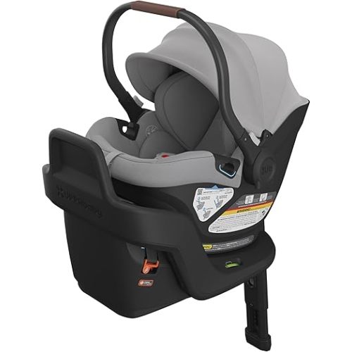 UPPAbaby Aria Lightweight Infant Car Seat/Just Under 6 lbs for Easy Portability/Base with Load Leg + Infant Insert Included/Direct Stroller Attachment/Anthony (Grey/Chestnut Leather)