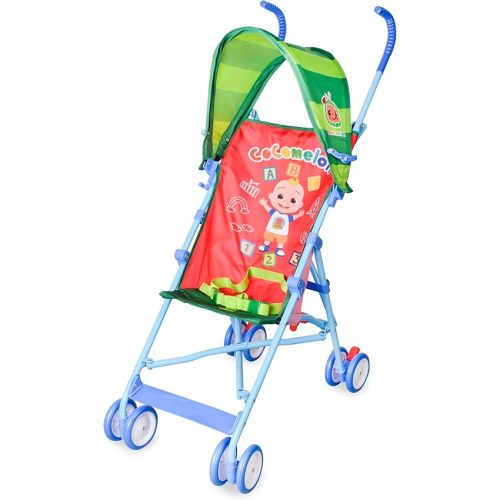 Cocomelon Umbrella Stroller with Canopy, Lightweight and Compact for Travel, 3D Stroller Red