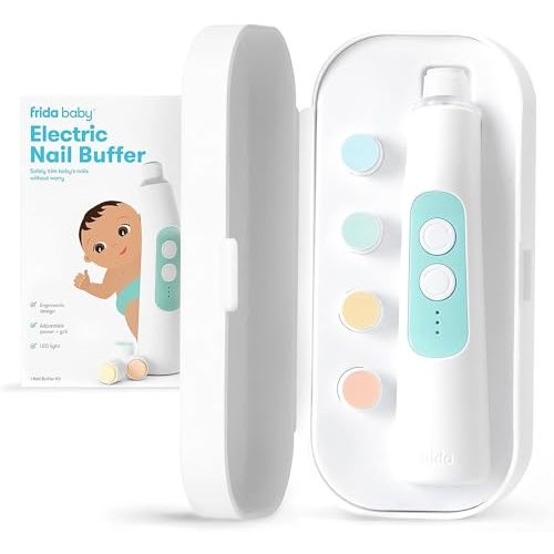 Frida Baby Electric Nail Trimmer, Safe & Easy Electric Nail File, Baby Nail Clipper & Nail Trimmer Kit for Newborn, Toddler, or Children Fingernails & Toenails, 4 Buffer Pads, LED Light, Storage Case