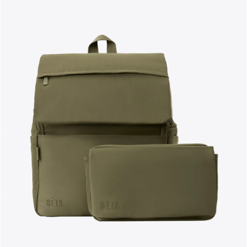 BÉIS 'The Ultimate Diaper Backpack' in Olive - Green Backpack Diaper Bag