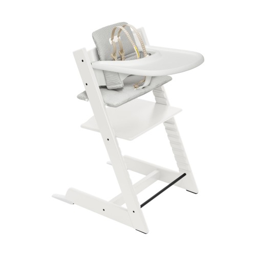 Stokke Tripp Trapp® Highchair², Cushion & Stokke® Tray, White W/ Nordic Grey