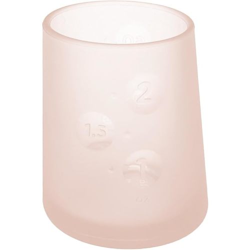 Olababy First Cup | Clear Sense 100% Silicone Infant Trainer Cup | 2oz Medicine Cup for Newborn | Non-Slip & Sloping Design for Tiny Hands & Baby Led Weaning (Coral, 1 Cup)