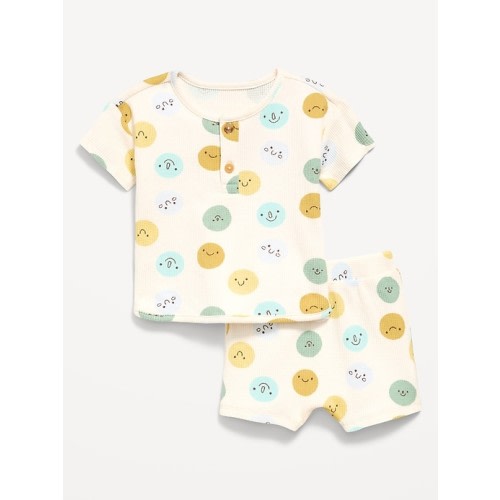 Jacquard-Knit Henley Shirt and Shorts Set for Baby