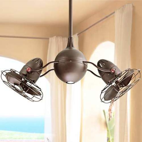 37" Mattews Acqua Bronze Dual Head Rotational Ceiling Fan with Remote - #H8460 | Lamps Plus