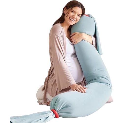 bbhugme Adjustable Pregnancy Pillow – Full Body Support for Side Sleeping - Adjustable Firmness and Shape - Supports Back, Legs, Belly, HIPS for Pregnant Women - Removable Cover - Eucalyptus